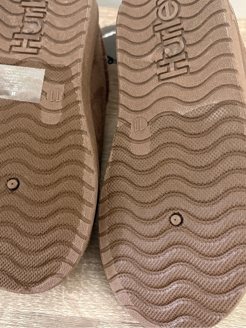 Hurley Brown Suede Slip-On Mule Slippers Size 11 - New